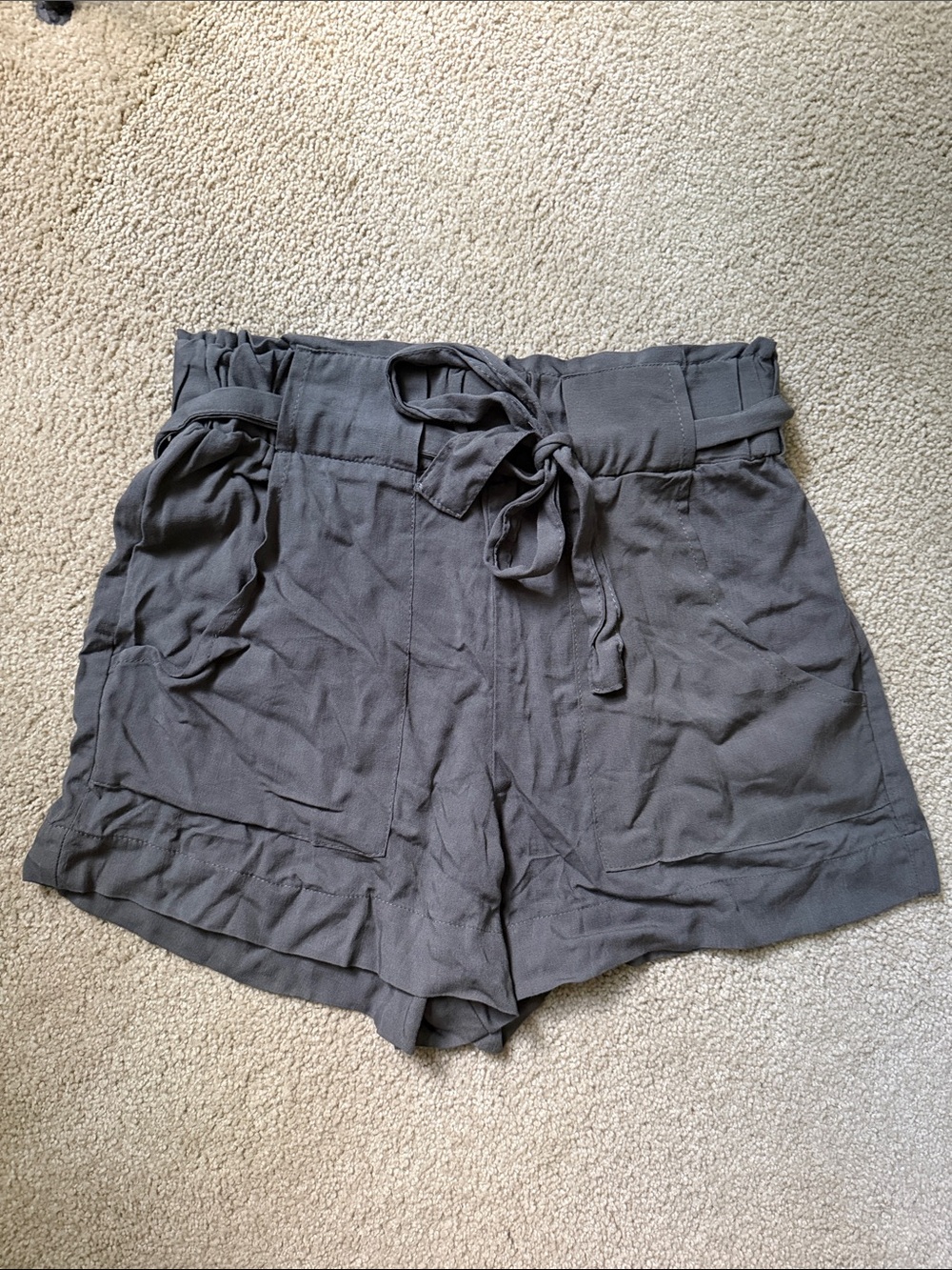 Flowy High-Waist Paperbag Shorts